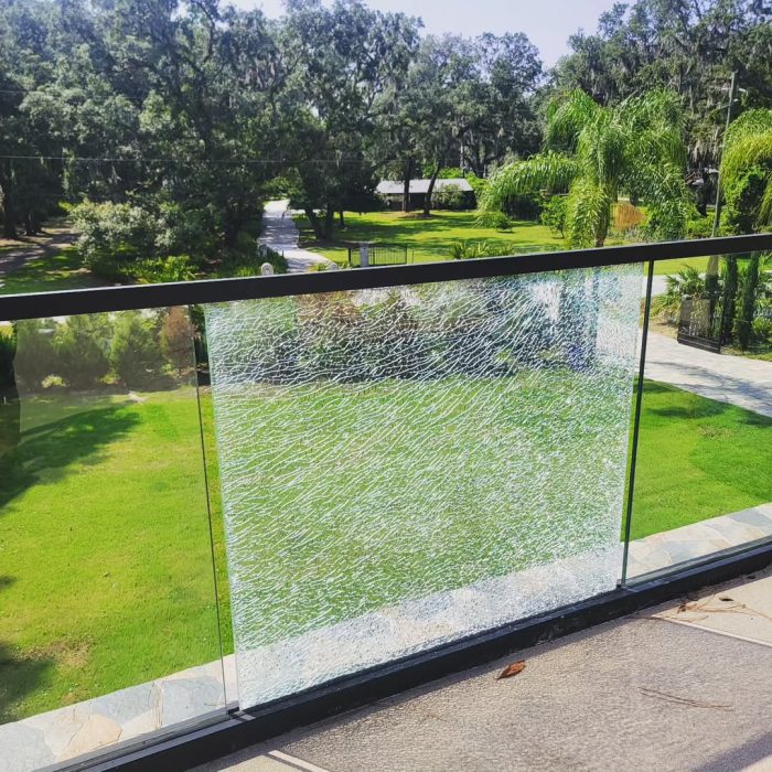 Before - Cracked tempered laminated glass